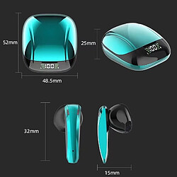 Universal Écouteurs Bluetooth 5.0 9D Stéréo HiFi Mode Jeu Sport Étanche Écouteurs sans fil avec microphone(Vert) pas cher