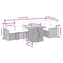 Avis vidaXL Salon de jardin avec coussins 7 pcs gris résine tressée