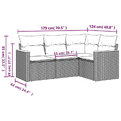 Avis vidaXL Salon de jardin 4 pcs avec coussins noir résine tressée