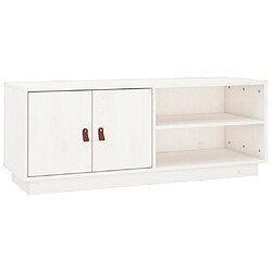 Maison Chic Meuble TV scandinave - Banc TV pour salon Blanc 105x34x40 cm Bois de pin massif -MN36674