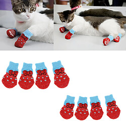 Avis 4 pcs chien chaussettes chien plancher chaussettes chaussettes chaussures antidérapant protecteur chaussettes s rouge