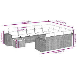 Avis vidaXL Salon de jardin 11 pcs avec coussins beige résine tressée