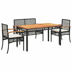 Maison Chic Ensemble à manger d'extérieur 4 pcs avec coussins,Salon de jardin noir -GKD956535