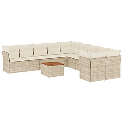 Maison Chic Salon de jardin 11 pcs avec coussins | Ensemble de Table et chaises | Mobilier d'Extérieur beige résine tressée -GKD68574