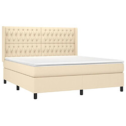 Acheter Maison Chic Lit adulte- Lit + matelas + LED,Sommier à lattes de lit matelas et LED Crème 180x200 cm Tissu -GKD79813