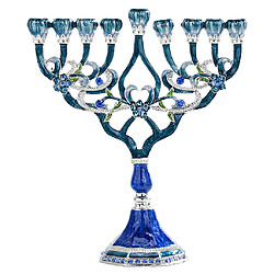 Peint à La main Émail Menorah Candélabres Pièce Maîtresse