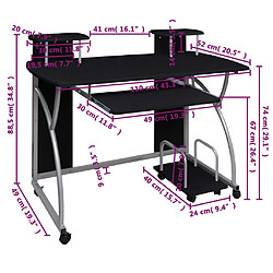 Maison Chic Bureau d'ordinateur solide,Table de travail Noir 110x52x88,5 cm Bois d’ingénierie -GKD71186 pas cher