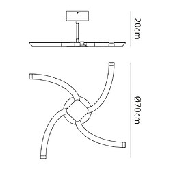 Luminaire Center Semi Plafonnier On 20W LED 3000K, 2000lm, chrome poli/acrylique givré