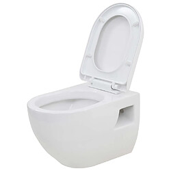 vidaXL WC suspendu en céramique Blanc