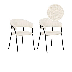 Beliani Chaise de salle à manger Set de 2 Bouclé Blanc cassé MARIPOSA