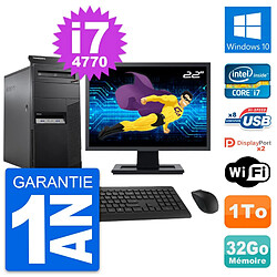 PC Tour Lenovo M83 Ecran 22" Intel i7-4770 RAM 32Go Disque 1To Windows 10 Wifi · Occasion 