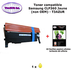 Toner générique CLP-360 Y pour Samsung CLX 3300 3302 3303FW 3304 3305FN 3307FW Jaune imprimante+ 10f A6 brillantes -T3AZUR 