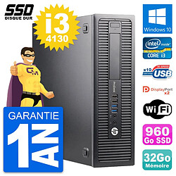 PC HP ProDesk 600 G1 SFF Intel Core i3-4130 RAM 32Go SSD 960Go Windows 10 Wifi - Occasion