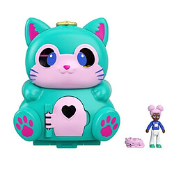 Polly Pocket - Coffret transformable Chat, avec mini-poupée, figurine de chat et surprises - Mini-Poupée - Des 4 ans