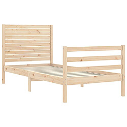 Maison Chic Cadre/structure de lit et tête de lit pour adulte - Lit Moderne Chambre 100x200 cm bois massif -MN72308 pas cher