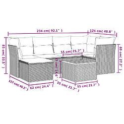 Acheter vidaXL Salon de jardin avec coussins 7 pcs gris résine tressée