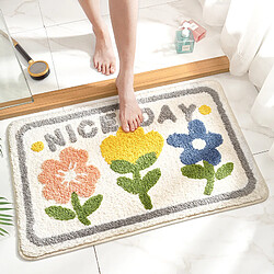 LUUCOZK Tapis de bain antidérapants absorbants à séchage rapide pour salle de bain - 3 fleurs-40x60cm