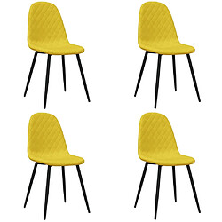 vidaXL Chaises à manger lot de 4 Jaune moutarde Velours