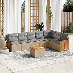 vidaXL Salon de jardin avec coussins 8 pcs beige résine tressée 