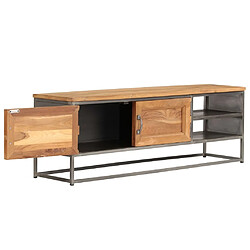 Maison Chic Meuble TV scandinave - Banc TV pour salon Teck recyclé et acier 120 x 30 x 40 cm -MN81696 pas cher