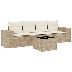 vidaXL Salon de jardin avec coussins 5 pcs beige résine tressée