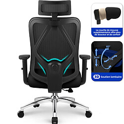 Chaise de Bureau Lexzurn 3D Soutien lombaire Ergonomique, Appui-tête et Accoudoir Ajustable