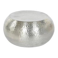 Pegane Table basse, table de salon ronde en aluminium coloris argenté - diamètre 60 x Hauteur 30 cm