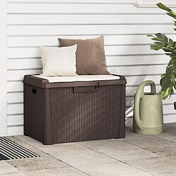 vidaXL Boîte de rangement jardin coussin de siège marron 125 L PP 