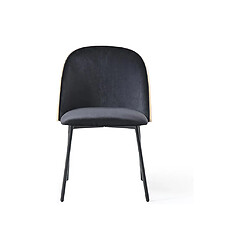 Avis Vente-Unique Lot de 6 chaises en velours et métal - Noir et Naturel clair - MIJENIA