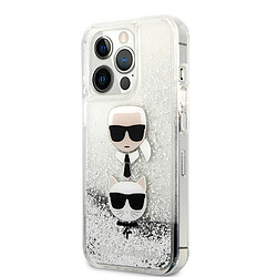 Karl Lagerfeld KLHCP13XKICGLS Coque de Protection pour iPhone 13 Pro Max 6,7' Argent Liquid Glitter Karl&Choupette Head