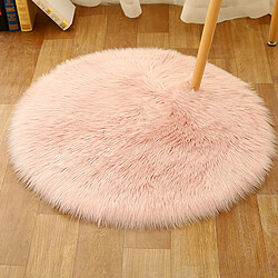 LUUCOZK Tapis Moelleux en Fausse Fourrure Tapis Shaggy pour Chambre à Coucher Salon-Rose Clair-180 cm de diamètre 