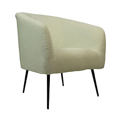 Mes Fauteuil 77x68x83 cm en tissu bouclette blanc et métal 