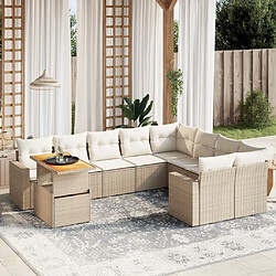 vidaXL Salon de jardin avec coussins 10 pcs beige résine tressée