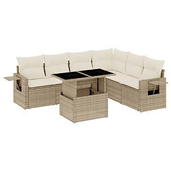 vidaXL Salon de jardin avec coussins 7 pcs beige résine tressée