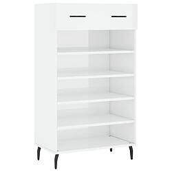 Maison Chic Armoire à chaussure,Meuble à Chaussures Blanc brillant 60x35x105 cm Bois ingénierie -MN75395