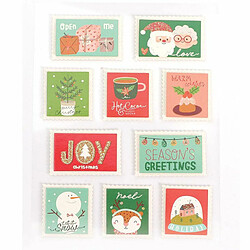 Graines Creatives 10 stickers timbres de Noël effet 3D glitter 