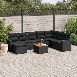 Maison Chic Salon de jardin 10 pcs avec coussins, Ensemble Tables et chaises d'extérieur noir résine tressée -GKD229992