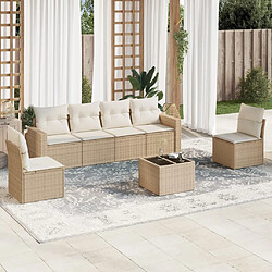 Maison Chic Salon de jardin avec coussins 7 pcs | Ensemble de Table et chaises | Mobilier d'Extérieur beige résine tressée -GKD42641