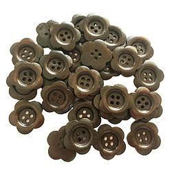 30pcs 4 trous boutons de fleur de prunier en bois pour la couture scrapbooking marron foncé