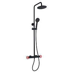 K20 Colonne de Douche K2O Chillout Delta 83-119cm Design Rond Noir/Rouge - Robinet, Hauteur Réglable, Douche à Main et Buses Anti-Calcaire 