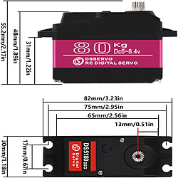 Acheter DS5180 7.4V Servomoteur 80KG Couple élevé avec 18T Modèle Voiture Cam Servomoteur pour Camion Robotique Baja Car Modèle 1/10 (180 degrés)