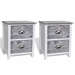 Helloshop26 Table de nuit chevet commode armoire meuble chambre 2 pcs avec 2 tiroirs gris et blanc 1402170 