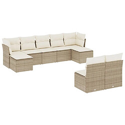 Maison Chic Salon de jardin avec coussins 9 pcs | Ensemble de Table et chaises | Mobilier d'Extérieur beige résine tressée -GKD52800