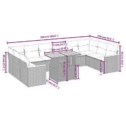 Avis vidaXL Salon de jardin 11 pcs avec coussins beige résine tressée