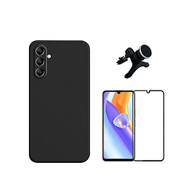 Kit de film en verre trempé de la couverture en 5D + boîtier en silicone liquide + porte-voiture renforcé Phonecare pour Samsung Galaxy A15 - le noir 