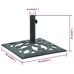 vidaXL Socle de parasol vert 12 kg 49 cm fonte pas cher