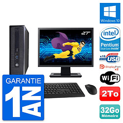 PC HP 600 G1 SFF Ecran 27" Intel G3220 RAM 32Go Disque 2To Windows 10 Wifi · Occasion 