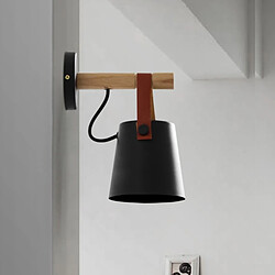 Avis Wewoo Applique murale LED en bois Lit Lampe de chevet Veilleuse Moderne Abat-jour Nordic Décor à la maison (noir)