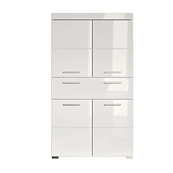 Acheter Pegane Commode de rangement avec 4 portes de salle de bain coloris blanc brillant, blanc mat - Longueur 73 x hauteur 132 x profondeur 31 cm