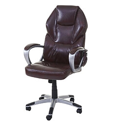 Decoshop26 Fauteuil de bureau sur roulettes avec fonction massage chauffage pivotante en synthétique bordeaux 04_0001918